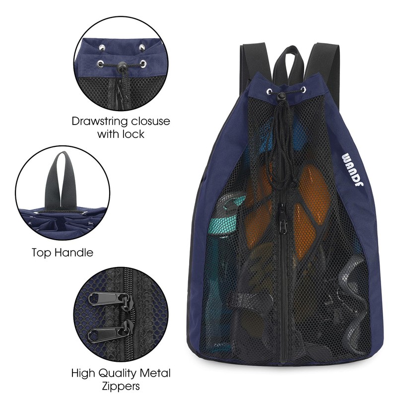 WANDF Swim Bag Mesh Drawstring Backpack Beach Backpack for Swimming,