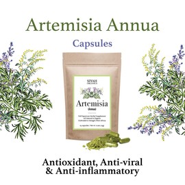 Siyah Organics Artemisia Annua Sweet Wormwood Capsules - Antioxidant, Herbal Capsules - All-Natural, Organic, & Vegan - Full Spectrum Herbal Supplement - 63 Capsules