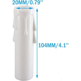 Chandelier Candle Sleeves, ECUDIS E12 Candle Socket Covers, 4 Inch Candelabra Base, Plastic Candle Covers Sleeves for Chandelier (12 Pcs, White)