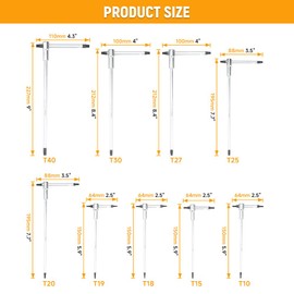 Hoteche 9-Piece Torx Key Set T8-T40 CRV Chrome Vanadium Matte Chrome-Plated with T-Handle