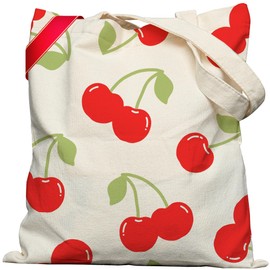 METALPHA Tote Bag for Women - Large Cute Two Sided Tote Bags with Snap Closure and Pockets, Aesthetic Coquette Canvas ToteBag, Red Cherries, Large, Large Double Sided Printing Tote Bag With Zippered