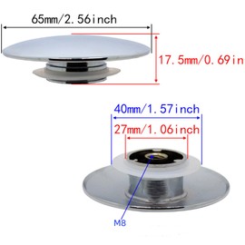 FASTROHY 2Pcs Chrome Basin Waste Easy Pop Up Bathroom Sink Drains Push Button Click Clack Plug 66mm Easy to Use