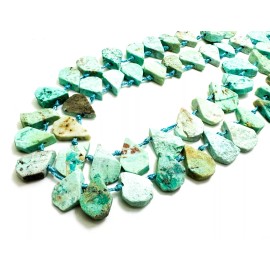 Perfect Gems Natural Green Matte Chrysocolla Teardrop Pear Rough Flat Gemstone Beads - PGS172