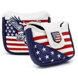 Cubierta para putter de golf, cubierta para cabeza de palo de golf, cubierta para cabeza de putter de mazo, cubierta de putter de hoja de golf con cierre magnético y estilo Estados Unidos para cubiertas de putter de golf para cubiertas de putter de hoja