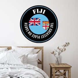 The Greatest Place on Earth Fiji Wall Decals Stickers Funny World Countries Flag International Trucks Wall Sticker Vinyl Wall Art Murals Quotes for Floor Window Bathroom Sofa Wall Decoration 28in