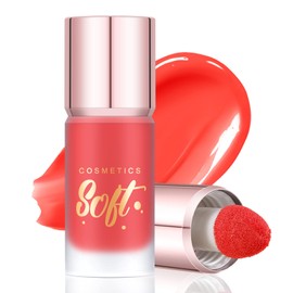 Boobeen Soft Liquid Blush Makeup for Cheeks, Lightweight and Buildable, Thin Cheek Makeup Stick for Natural Flush Color, Cream Blush Easy to Blend, With Build in Brush