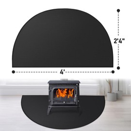 Fireplace Mat Fireproof, 2'4'' x 4' x 0.04'' Fireplace Rugs Fire Resistant, Hearth Pads for Wood Stove Fireplace Indoor Outdoor, Thin Hearth Rug Protects Floors Carpets from Sparks Embers, Black