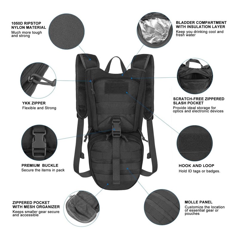 Insulated Hydration Backpack Waterproof Multi Compartment Large Capacity Thermal Water
