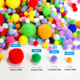 Demarsen Pompoms for Crafts, Pack of 1000, 1-3 cm Mini Pompoms, Felt Balls, Colourful for Easter, Small Pompoms for Funny DIY Creative Crafts, Party Decoration