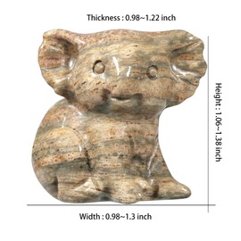 Amogeeli Healing Crystal Koala Figurine, Hand-Carved Stone Koala Bear Statue Animals Sculpture for Home Office Decoration