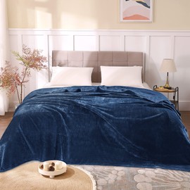 BEDELITE Fleece Blankets Queen Size Navy Blue Throw Blankets for Bed, Luxury Plush Cozy Fuzzy Blanket 90x90 inches, Super Soft Warm Lightweight Throw Blanket All Seasons Suitable