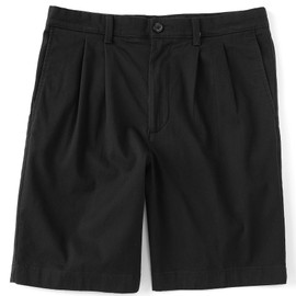 Roundtree & Yorke Men's Big & Tall 9" & 11" Inseam Pleated Soft Stretch Washed Cotton Twill Shorts (Black 201, 44 x 9 Big)