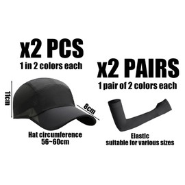 XMNIVATE Pack of 2 Women's Baseball Caps, 2 Pairs of Sun Protection Ice Caps, Summer Hats for Men, Sports Running Hats, Sun Protection Hats for Outdoor Use. Dark Gray