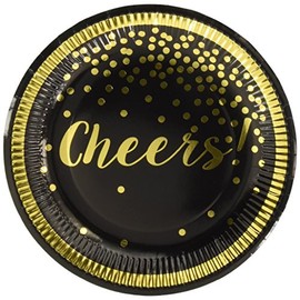 Kate Aspen 28334BG Gold Foil Cheers Paper Plates (Set of 8)
