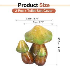 uxcell 2 Pcs Toilet Bolt Covers, Ceramics Toilet Bolt Caps Mushroom Decor Covers Cute Mushroom Toilet Screw Cover Caps for Decor Bathroom 3.74"x2.76"x4.13"(L*W*H), Yellow-green