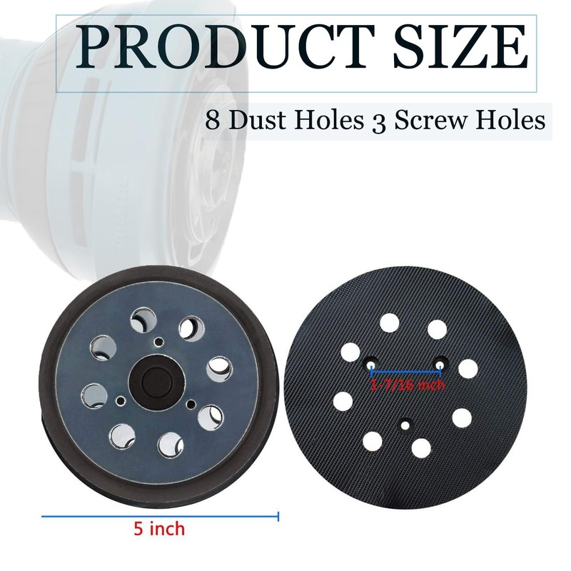 2 Pcs 5 Inch 8 Hole Replacement Sander Backing Pad