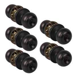 KNOBWELL 5 Pack Modern Oil Rubbed Bronze Keyed Entry Door Knobs with Same Keys, Keyed Alike Exterior Door Locks