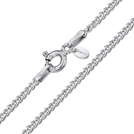 Amberta 925 Sterling Silver 1.5 mm Curb Chain Necklace Length 20" inch / 50 cm (20)
