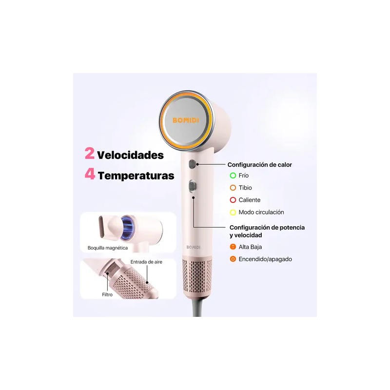Secador De Cabello Profesional Alta Velocidad Lónico Con Led