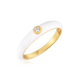 Glanzstücke München Damen Ring aus 925/- Sterling Silber gelbvergoldet 14 Karat mit Emaille weiß Silberring