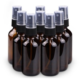 Wedama Spray Bottle, 2oz Fine Mist Glass Spray Bottle, Little Refillable Liquid Containers for Watering Flowers Cleaning(8 Pack, Amber)