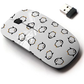 CJCBROES 2.4G Wireless Mouse with Cute Pattern Design for All Laptops and Desktops with Nano Receiver - Cute Penguins White