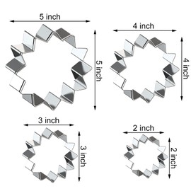 Sunflower Cookie Cutter Set Large - 5 Inch, 4 Inch, 3 Inch, 2 Inch - Sun Cookie Cutters Shapes Molds - Stainless Steel