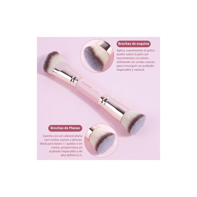 Maange 6pcs Brochas Maquillaje Doble Punta Set Multi Usos Estuche