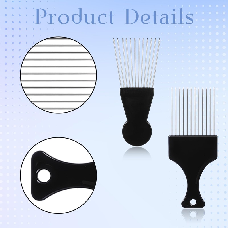 Metal Picks for Hairs, 4 PCS Metal Hair Picks for