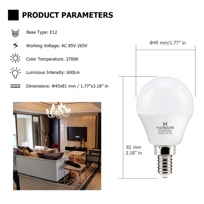 Ceiling Fan Light Bulb E12 LED Bulb 4000K Natural Daylight