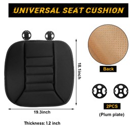 povtii Car Seat Cushion, Non-Slip Bottom Cushion for Car Driver Office or Home Chair, Breathable Pressure Relief Seat Pad with Memory Foam, Car Accessories Fit Most Vehicles (Black)