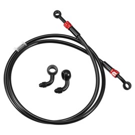 X AUTOHAUX Brake Hose AN3 28 90 Degree M10 Motorcycle Hydraulic Brake Line Oil Hose Pipe Fitting for ATV Motorcycle Motocross Racing Bike 130cm Black 1Set