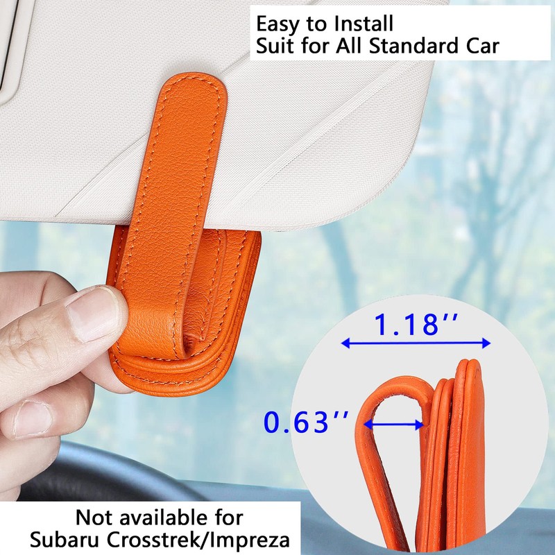 compuda 2 Packs Sunglasses Holder for Car Visor, Genuine Leather
