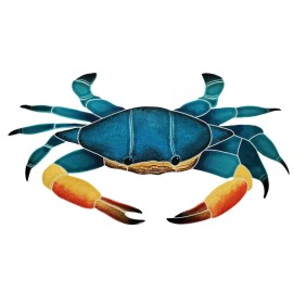 Artistry in Mosaics Blue Swimmer Crab Ceramic Swimming Pool Mosaic (7" x 12")