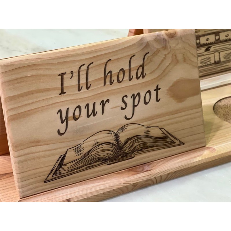 Book Valet Large Book Holder Solid Cedar with Cup Holder