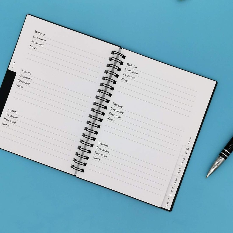 Nokingo Spiral Password Book with Tabs - 5x7 inch Password