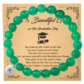 Graduation Gifts for Her Him,Graduation Bracelets Inspirational Compass Bracelet Class of 2025 Graduate Gifts Middle School High School College Bachelor Master for Women Daughter Friends (Green)