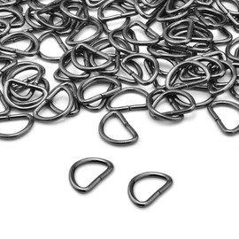 100 Pack 3/8" D Ring Metal Strap Sewing Hardware Buckles Accessories for Purse Bags Crafts Making Collars DIY Supplies (Gun Black)