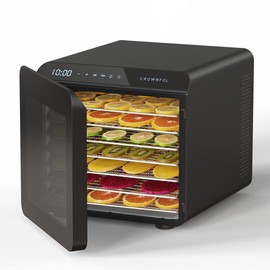 CROWNFUL Food Dehydrator Machine, 7 Stainless Steel Trays, Dryer for Jerky, Vegetable, Fruit, Meat, Dog Treats, Herbs, and Yogurt - Color: Black