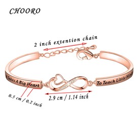 CHOORO Teacher Bracelet Gift Teachers Appreciation Gift It Takes A Big Heart to Teach Little Minds Bracelet Back to School Gift End of Year Gift for Teacher (It Takes A Big Heart br RG)