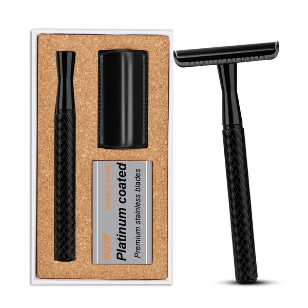 THURLADY Matte Black Safety Razor, Single Blade Razors for Men,