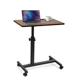 FASNAHOK C Shaped End Table Adjustable Height,360°Swivel Rolling TV Tray,Couch Table with Tablet Slot,Side Table for Living Room,Bedside,Sofa,Recliner,Snack (22.8" L x 13.7" W,Rustic)