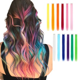 FeidyLong Deep Blue Clip in Hair Extensions, 24 Inch Long Straight Colored, Hair Extensions Party Highlights Long Straight Synthetic Hairpieces for Women Kids Girls 1 PCS