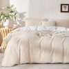 BUPIRD Queen Size Comforter Set Beige Striped 100% Soft Washed