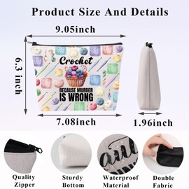PLITI Crocheting Gifts Crochet Gifts For Crocheters Crochet Lover Gift Crochet Because Murder Is Wrong Crochet Knitting Bag (Wrong Crochet Bag)