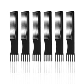 6 Stücke Schwarzer Faserhaarkamm, Frauenhaarkamm, Nadelkamm, Haarschnittkamm, Metallkammzähne.