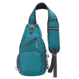 DTGN Oxford Small Sling Bag - 7.48"x15" (LXH) - Good for Women Men Hiking Travel Cycling - Multipurpose Crossbody Backpack Casual Packs with Headphone Jack - Green