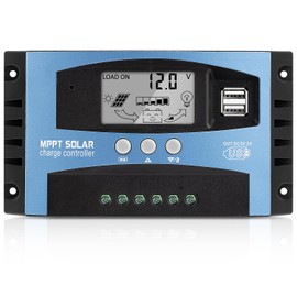 100A MPPT Solar Panel Charging Controller, 12V/24V Auto Solar Battery Charger Controller with LCD Display, Dual USB Port and Timer Setting ON/Off Hours