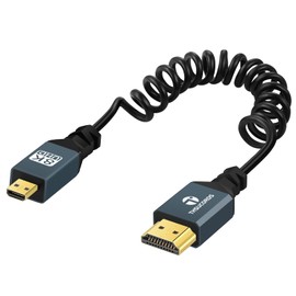 Thsucords 8K Micro HDMI to HDMI Coiled Cable 3FT, HDMI to Micro HDMI Gold-Plated Male to Male Spiral Cord, Support 8K@60Hz 4K@120Hz 48Gbps for GoPro Hero, Raspberry Pi 4, Sony Camera