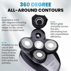 3PCS Head Shaver for freebird replacement blades, 5 Cutter Floating Head Waterproof Stainless Steel Blade for Bald Men Women Grooming, Head and Face Electric (Silver × 3)